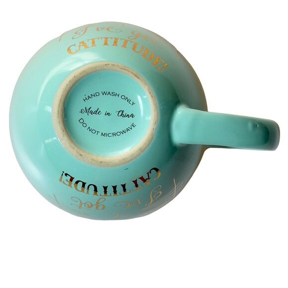 "I've Got Cattitude" Teal Cat Mug - Hand Wash Only - 16 oz - Picture 5 of 11